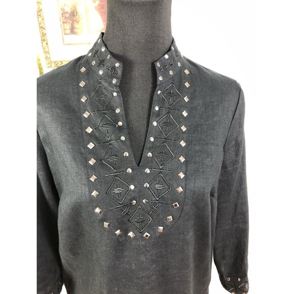 Madison Boho Women Top Y2K Pullover Cap Sleeve Small Black - Picture 2 of 7